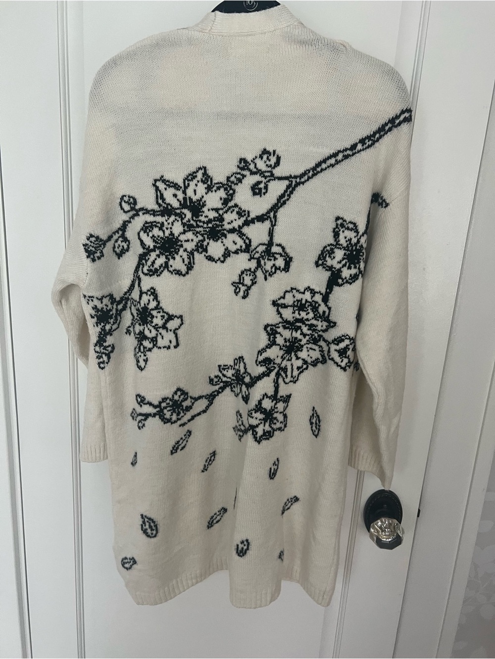 Anthropologie Cream Floral Open-Front Women's Cardigan Sweater - Picture 3 of 3